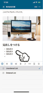 ワードプレス　アプリ　箇条書き挿入